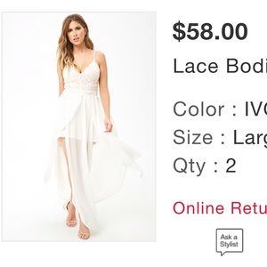 Lace bodice chiffon gown